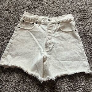 Abercrombie Cream Dad Denim Shorts